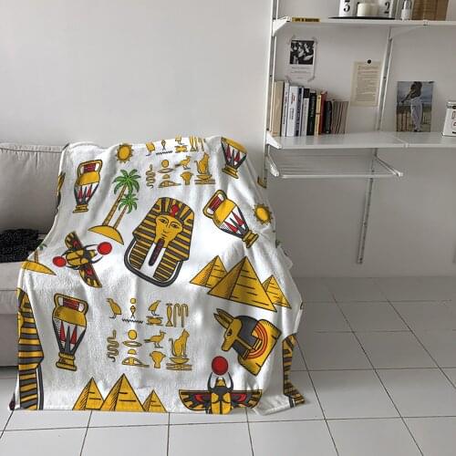 Ancient Egypt Throw Blanket Home Sofa Decor Blanket Portable Soft Bedspread Microfiber Flannel Blankets for Beds