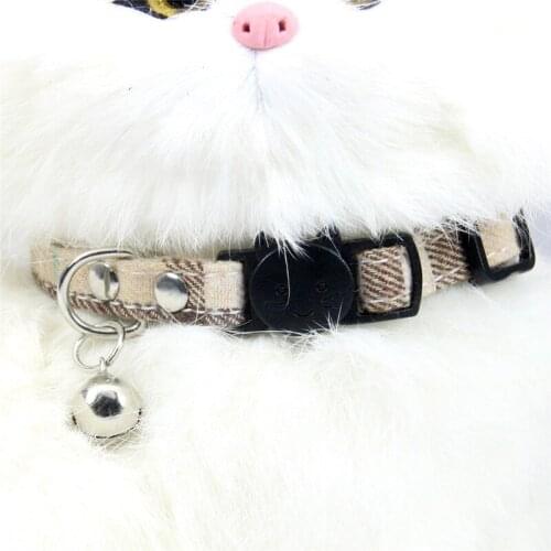 Lovely Pet Collar Convenient Buckle Woven Check Pattern Bell Safety Adjustable Cat Collar for Small and Medium Dog and Cats