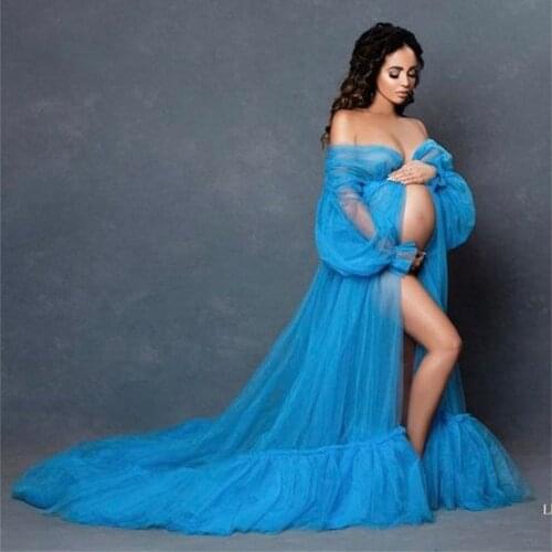 Long Sleeve Maternity Dresses For Photo Shoot Babyshower A Line V Neck Pregnancy Photography Gowns Boudoir Dress