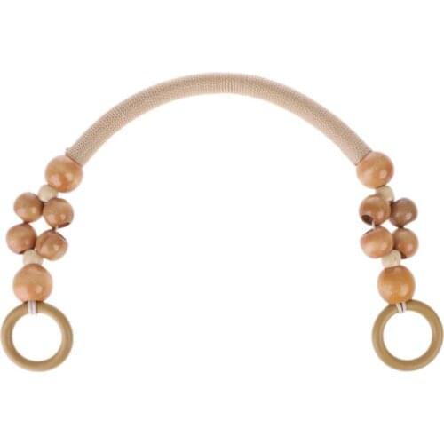 Wood Bead Rope Bag Strap Handle Shoulder Belt for Handbag DIY Replacement