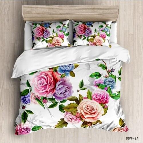 King Queen Size Luxury 3D Rose Printing Bedding Set Flowers Bedclothes Comforter Cover Set Wedding Duvet Quilt Cover Pillowcase