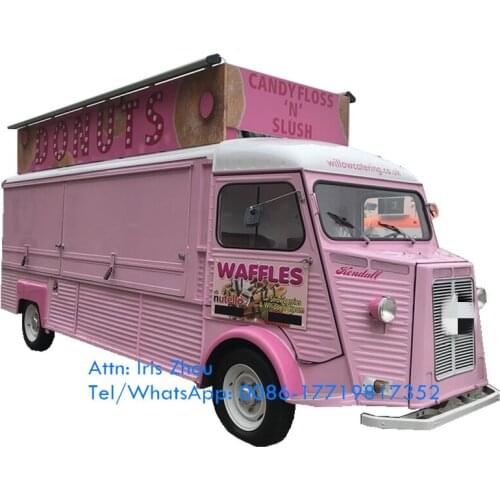 Pink Color Street Food Cart Catering Trailer Coffee Bubble Tea Ice Cream Food Truck Mobile Kitchen Electric Vending Vehicle Car
