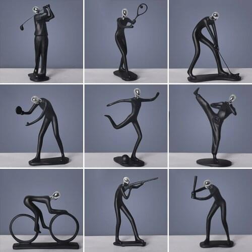 Nordic Sports Resin Statues Bicycle Golf Player Music Sculpture Abstract Modern Desktop Figurines Home Decor Gift