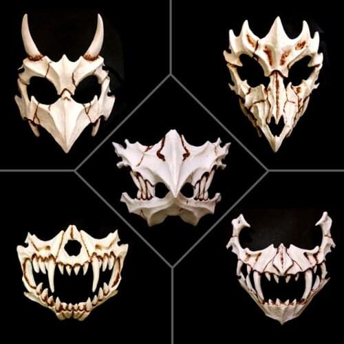 Stylish Japanese Dragon Costumes Mask Eco-friendly Cosplay Props Unisex Halloween Theme Party Animal Tiger Natural Resin Masks