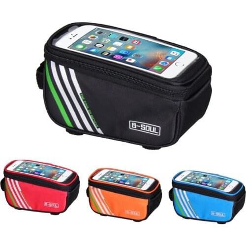 B-SOUL 1.5L/ 5.5 Inch Waterproof Touch Screen Bicycle Bags Cycling Bike Front Frame Bag Tube Pouch Mobile Phone Storage Bag