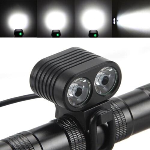 2* XM-L2 LED Bicycle Light 5000LM Mini Bike Front Lamp 4 Modes MTB Headlight Night Cycling Light + Rechargeable 18650 Battery