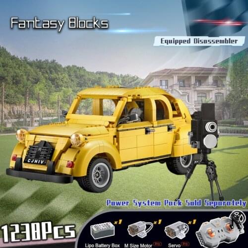 Cada High-Tech Bricks 1:12 Classics Citroen 2CV License Car Model Builing Blocks MOC Toy Kids Gifts Creative Assembly