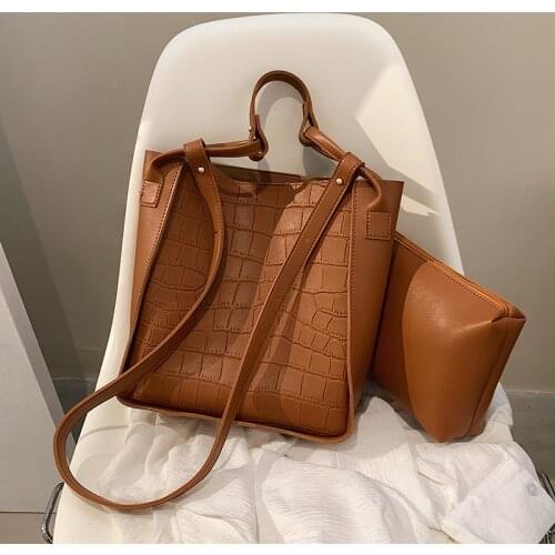 Large Capacity New Bucket Shoulder Bags for Women 2021 High Quality Leather Womens Handbag Casual Concise Crossbody Bag