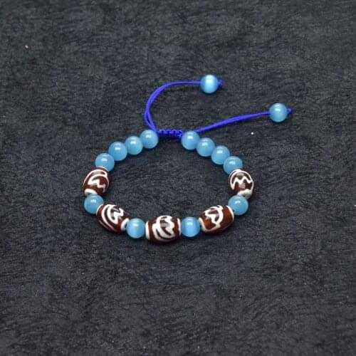 Blue Beads Red&white Tibet Louts Fengshui DZI String woven bracelet women amulet jewelry adjustable bracelet Free Shipping