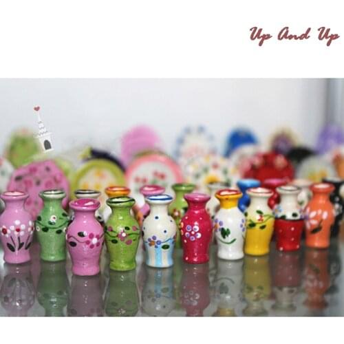 1Pc 1:12 DIY Handmade Mini Ceramic Pot Doll House Kitchen Ceramic Ornament Decora Vase Dollhouse Miniatures