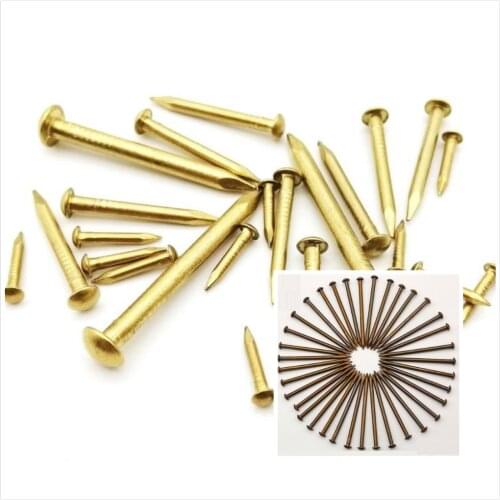 10/20/50/100pcs Dia 1.2mm 1.5mm 2mm 3mm Pure Copper Brass Small Mini Round Head Nail for Furniture Hinge Drum Jewelry Chest Box