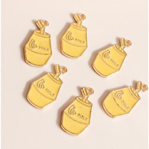 10pcs 11*21mm Banana Milk Charms for Earrings Pendants Bracelets Making Enamel Drink Charms DIY Jewelry Accessories