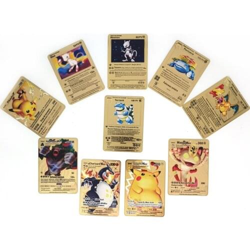 10Pcs/Set French Version Pokemon Charizard Pikachu Dracaufeu Venusaur VMAX Gold Cards Battle Carte Trading Game Collection Toy