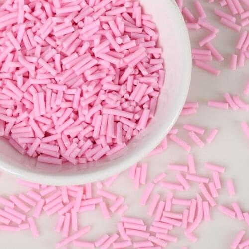 20g/Lot 1-3mm Pink Long Hot Clay Sprinkle For Girl Crafts Polymer Clay Fake Cake Sprinkles Decoration Slime Material Accessories