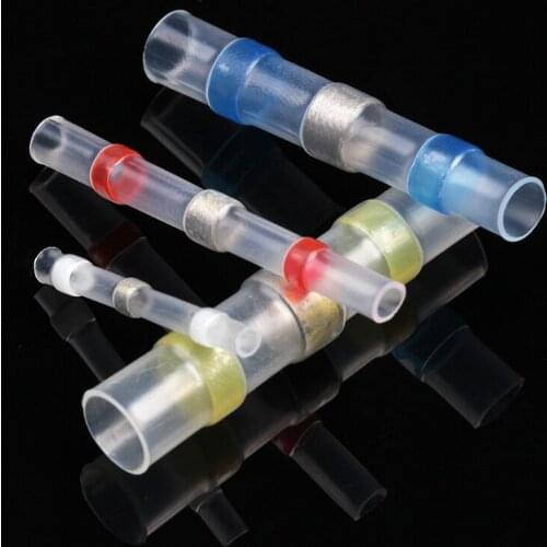 200Pcs Mixed Heat Shrink Terminals Solder Sleeve Tube Electrical Insulated Butt Connectors with Box 16-14AWG kit