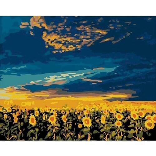 Frame 40x50cm Painting By Numbers Wall Art Canvas Modern Hand Oil Acrylic Home Decor Sunflower Vast Landscape DIY For Kids Gift