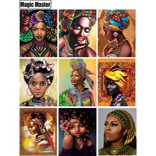 Diamond Painting DIY 5D Portrait Full Square African Woman Diamond Embroidery Picture Home Decoration