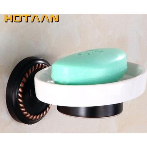 Free shipping Fashion antique brass soap holder,Pure copper bathroom soap basket, ceramic dish,bathroom accessories YT-12295-H