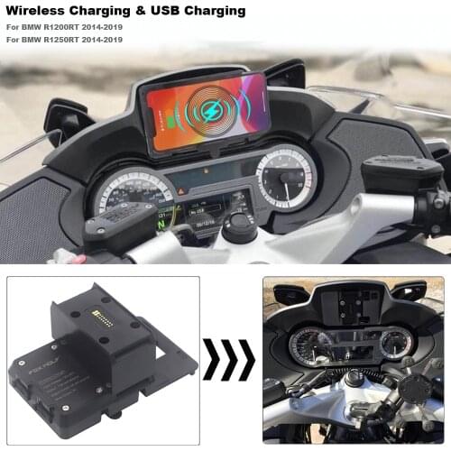 Wireless Charging Phone Navigation Bracket R1250RT Motorcycle Phone Holder USB Charging Mount Stand For BMW R1200RT 2014-2019