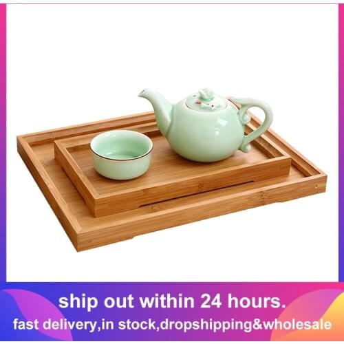 Wooden Tea Set Tray Rectangular Japanese Style Bamboo Tea Tray Solid Wooden Fruit Bread Tray Wooden Storage Food Tray 30E