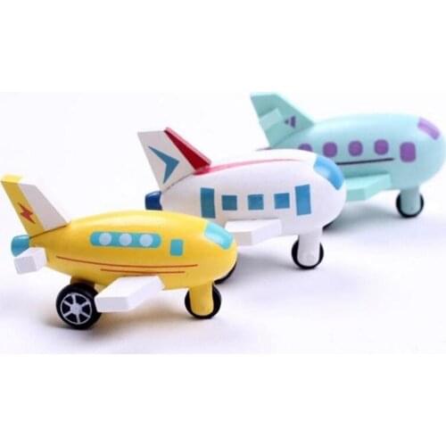 Kids Mini Wooden Aircraft Model Toy Wooden Education Colorful Airplane Toys Simulation Decoration Gift