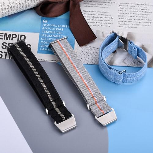 60s French Troops Parachute Bag Elastic Watch Nato Strap 20mm 22mm Nylon Watchbands Mans Universal Smart Watch Fabric Wristband