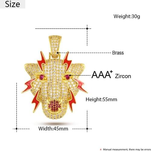 ICEOUTBOX New Design Red Flash Loeopard Pendant Cubic Zircon Bling Iced Out Panther Necklace For Women Mens Hip Hop Jewelry