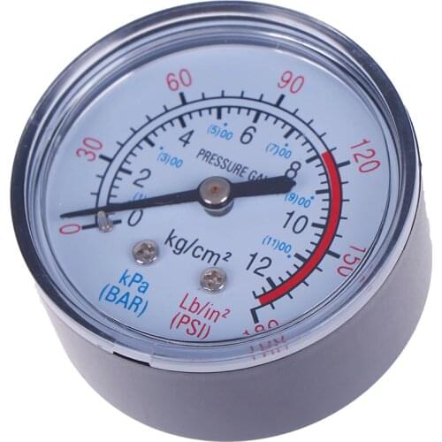 New Iron Shell Bar Air Pressure Gauge 13mm 1/4 Bsp Thread 0 ~ 180 PSI, 0 ~ 12Bar Double Scale For Air Compressor High Quality