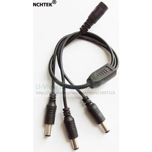 NCHTEK DC Power 1 Female To 3 Male Splitter Adapter Cable 5.5x2.1mm Strip For CCTV Camera/Free DHL Shipping/100PCS