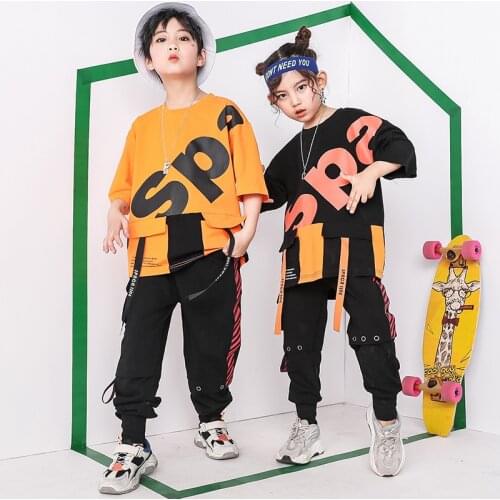Hip Hop Girls Boys Ballroom Dancing Costumes for Kids Jazz Dance Clothes Child Party Show Costumes Stage Wear Shirts Pants Suits