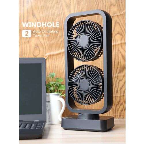 Creative USB fan double tower shaking head 10000mAh rechargeable battery desktop office fashion ITAS6630A