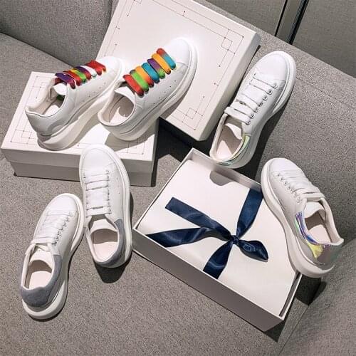 Little white shoes womens 2021 new spring and summer all-match leather in-line increased thick-soled casual sports shoes big 44