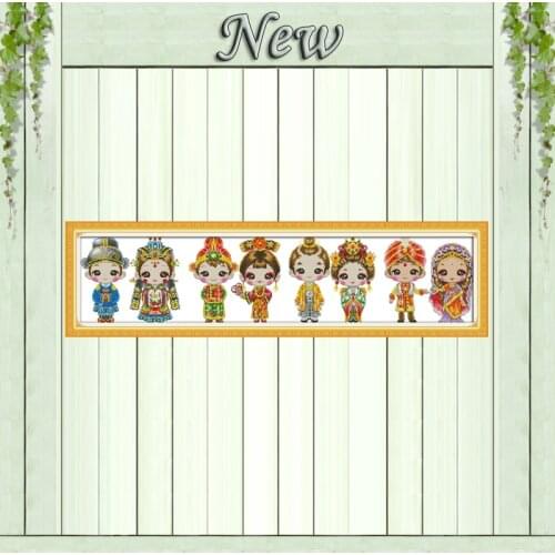 World cloth beautiful girl painting counted printed on canvas DMC 11CT 14CT Chinese Cross Stitch kits embroidery needlework Sets