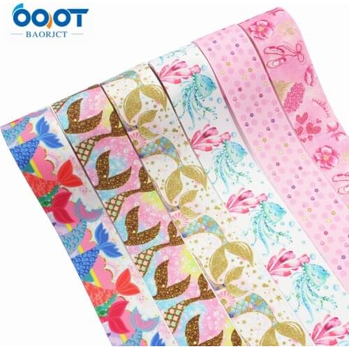 L-20707-644,1-1/2"(38mm),10yards seabed cartoon Fishtail Thermal transfer Printed grosgrain Ribbons,DIY Clothing Decorations