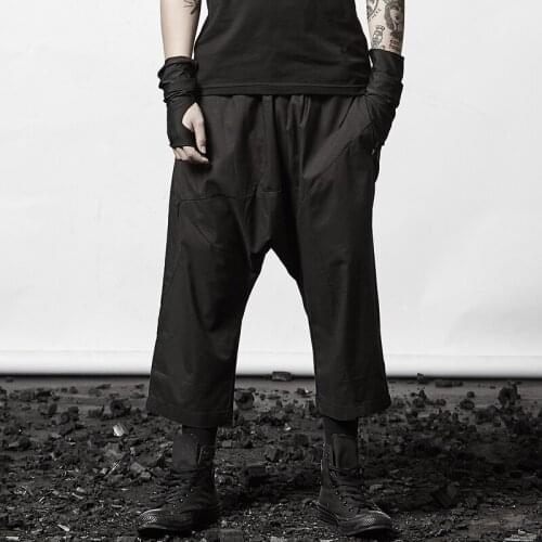 Mens Hanging Crotch Pants New Classic Dark Japanese Personality Design Fashion Trend Seven Pants