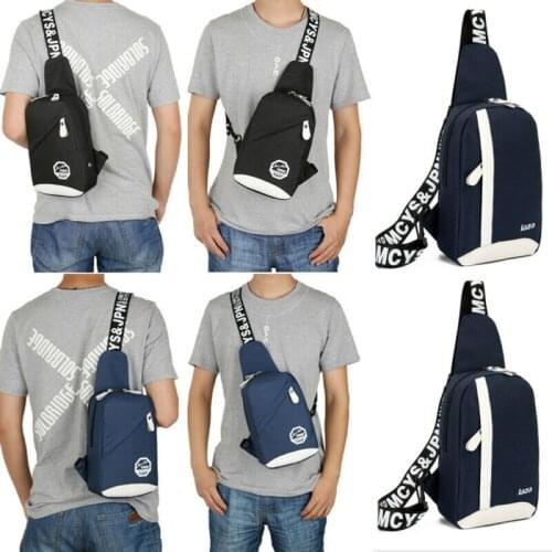 Men Nylon Outdoor Sport Sling Shoulder Small Bag Crossbody Chest Pack Backpack Canvas USB Charging Sports Crossbody Handbag