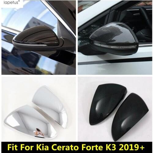 Lapetus Rearview Mirror Cover Caps Trim Fit For Kia Cerato Forte K3 2019 2020 2021 ABS Chrome / Carbon Fiber Look Exterior Kit