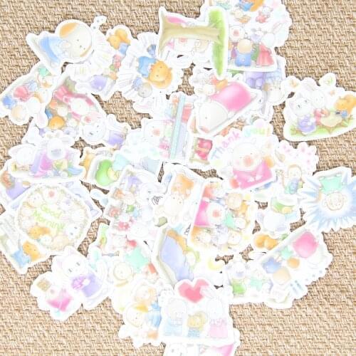 40 pcs cute rabbit and bear stickers package made stickers, childrens toys. Suit bag. Character animal hand. DIY scrapbooking