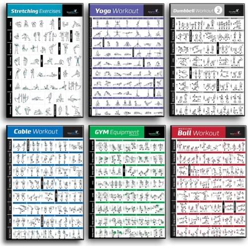 Bodybuilding Training Sport Fitness Chart Print poster Gym Dumbbell Yoga Art Wall Decorative canvas painting Fitness essentials