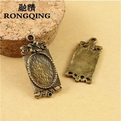 RONGQING Rectangle Pendant Jewelry Pendant 14*10MM Cameo Base 100pcs/lot Wholesale Jewelry Findings