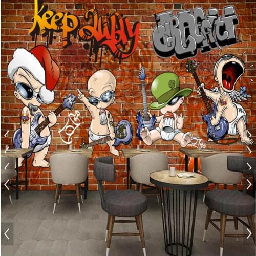 Custom photo wallpaper 3D art graffiti wallpaper Brick wall wallpaper cafe tea shop background wallpaper mural