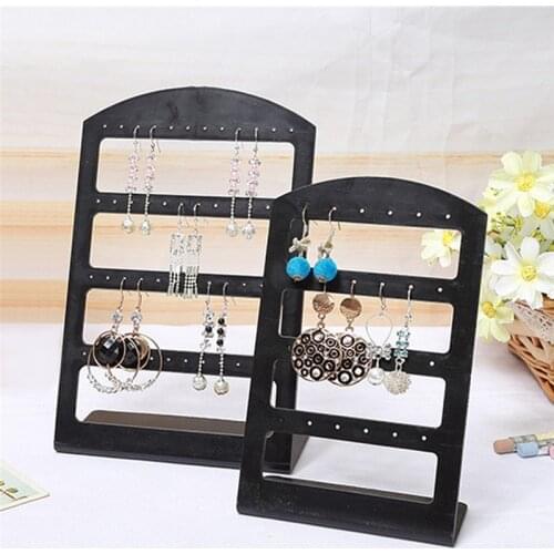 Portable 24 Holes Earrings Ear Studs Plastic Display Stand Organizer Box Packaging & Display Jewelry Black/Clear