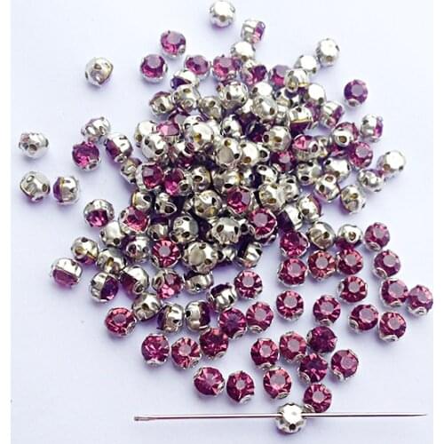 Sew On Crystal Rhinestones Shiny Strass Amethyst 100pcs/lot 3.8mm Glass Stones DIY Gem decoration