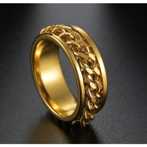 Cool Stainless Steel Rotatable Men Couple Ring High Quality Spinner Chain Rotable Rings Punk Women Man Jewelry for Party Gift