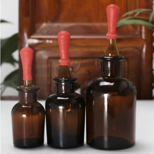 3Pcs/lot Transparent or Brown Clear Glass Dropping Bottle Drip Bottles With Rubber Dropper For Laboratory Experiment Test