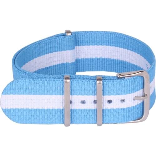 Man Women 22 mm Strong Military Army Light Blue White nato fabric Nylon Watch watchband accessories Woven Strap Band Buckle 22mm