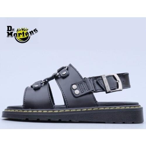 Dr.Martens Men and Women Strap Circle Buckle Summer Doc Martin Sandals Unisex Durable Breathable Slippers Leather Shoes 36-44