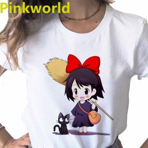 Kikis Delivery Service Anime Print Ladies Top T-shirt Casual Basics O-Collar White Shirt Short Sleeve Ladies T-shirt,Drop Ship