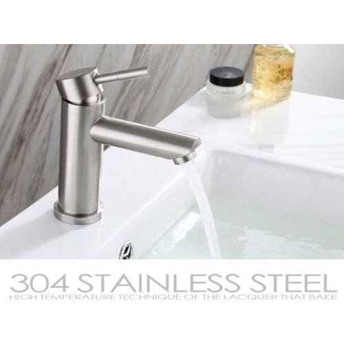 304 stainless steel bathroom faucet single hole bathroom sink faucet single handle brushed bathroom faucet wash basin faucet