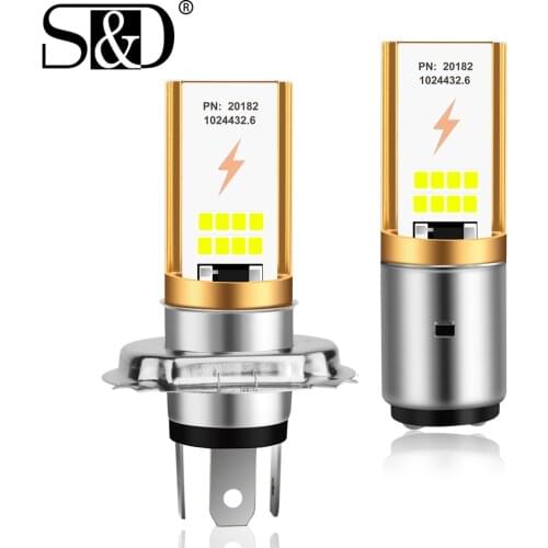 1pc BA20D LED H4 Led Bulb Motorcycle Auxiliary Headlight Hi Lo Moto Led Spotlights Accessories Motobike Fog Lamp 12V 6000K White